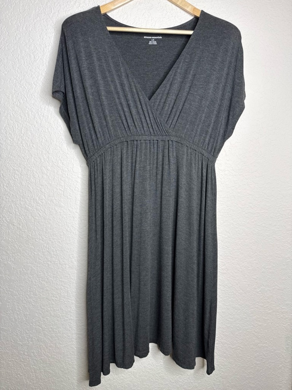 Charcoal Gray Surplice Wrap Dress Size L Casual Dress Beach Cover Up